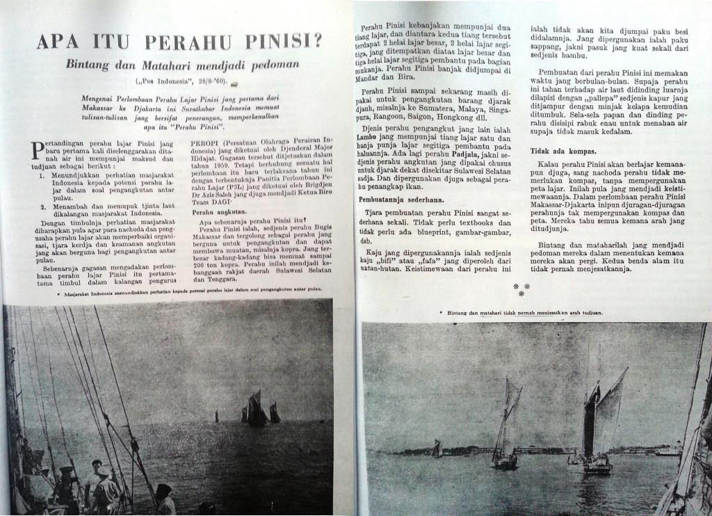 Publikasi tentang 'Perlombaan Perahu Lajar Pinisi, 17 Agustus 1960 - 1961'; Dep. Perhubungan Laut, Jakarta