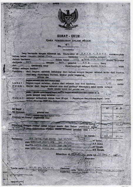 Surat Ukur 'Perahu Layar Pinis' asal Bira, 1975